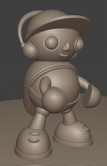 3D model dizajnerske figurice modeliranje v Blenderju sivi clay render modularnih delov